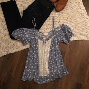 NWOT cold shoulder floral blouse